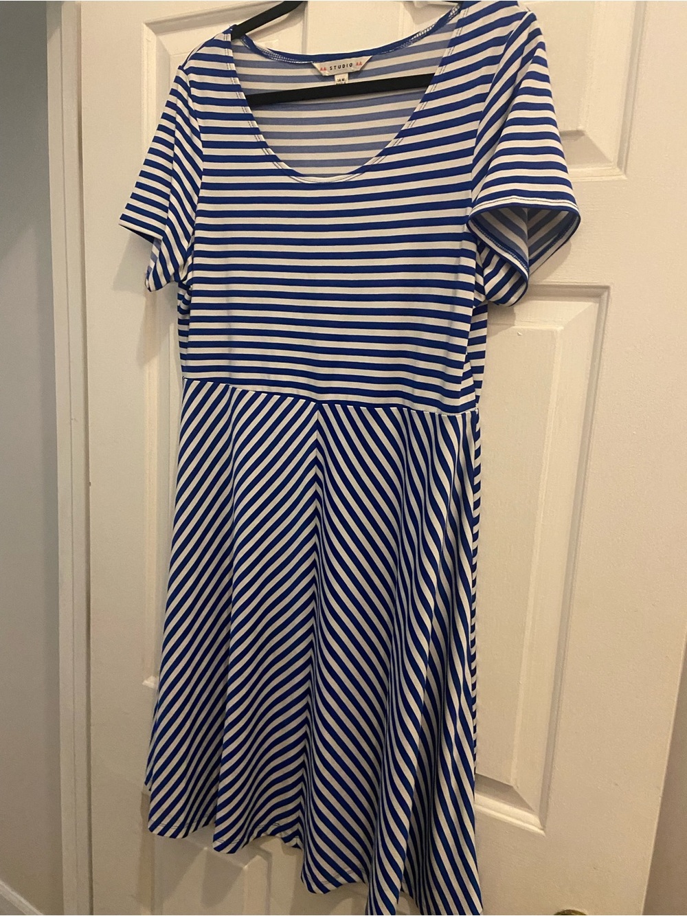14W XL Dress Y2K AA Studio Blue & White Striped